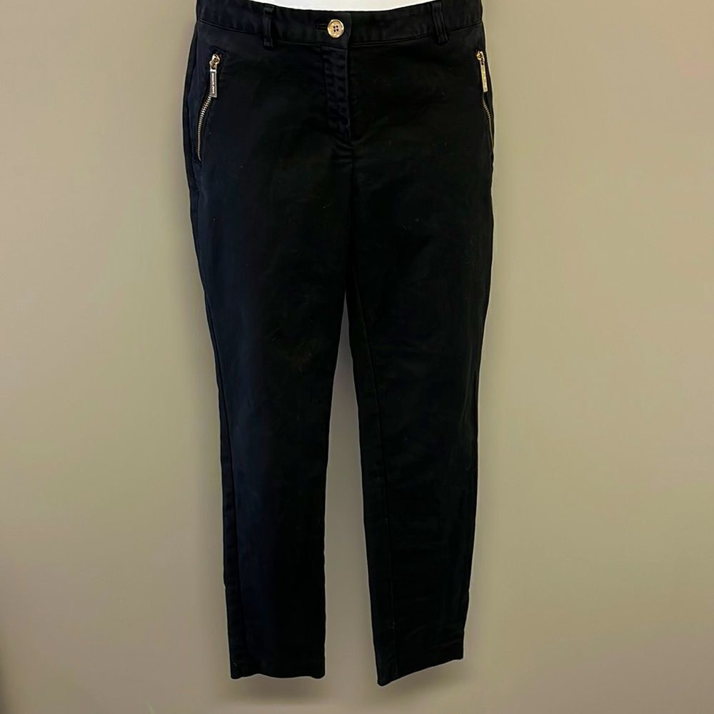 MICHAEL Michael Kors Skinny Black Pants with Gold Tone Hardware- Size 4